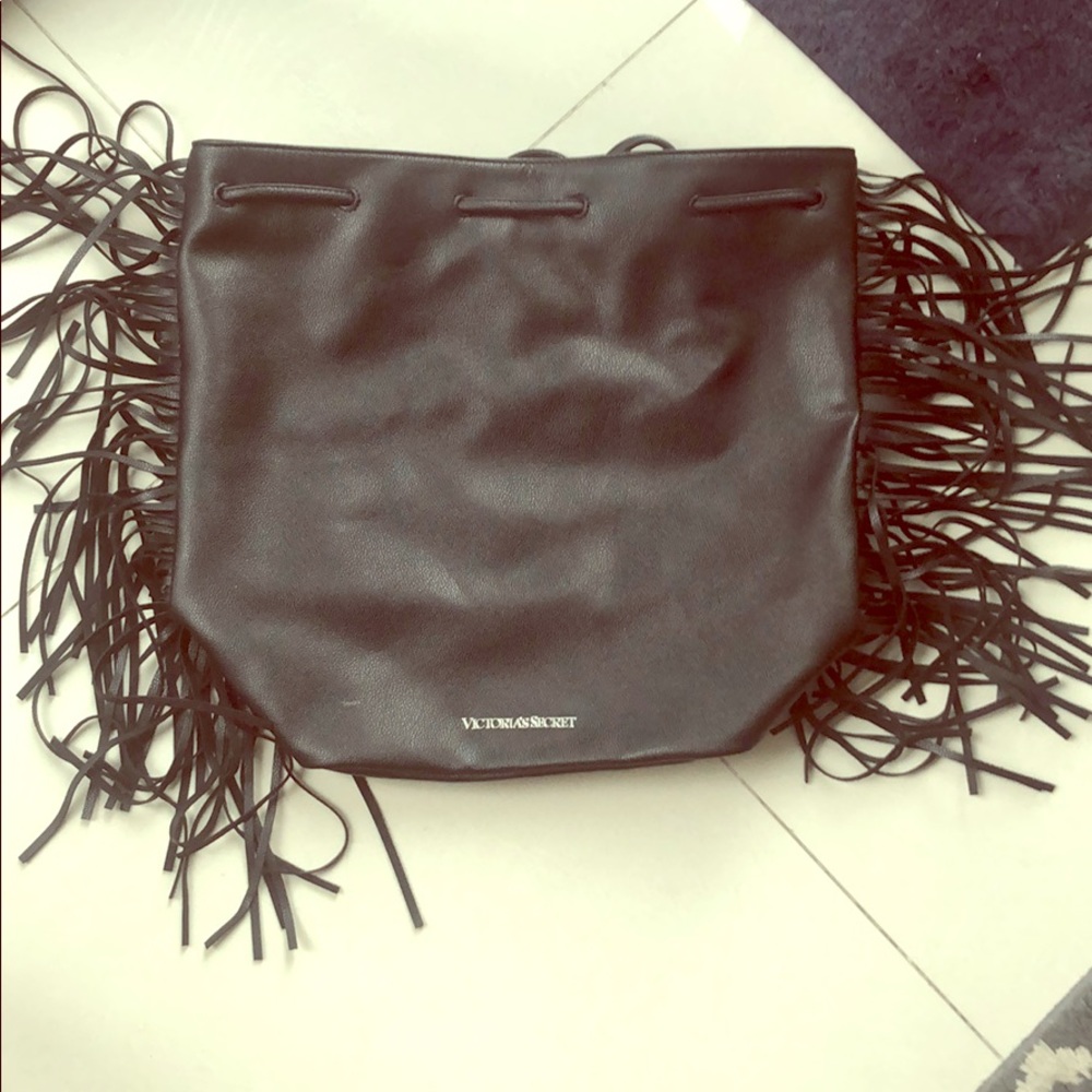 Victoria’s Secret black faux leather fringe bag